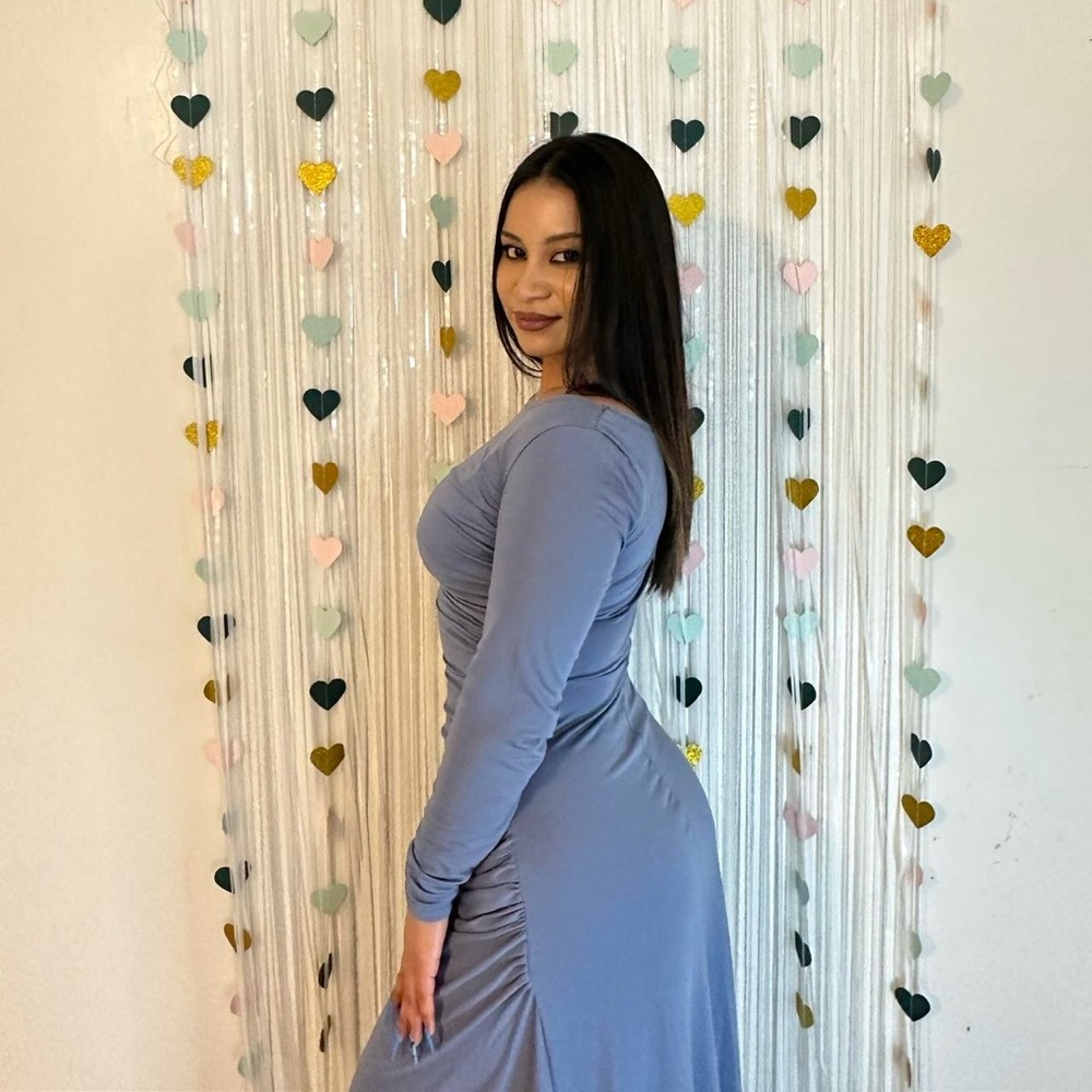 SHEIN Modely Solid Ruched Side dress